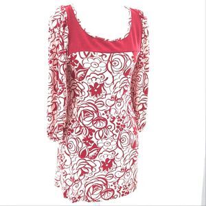 Guess Y2K Retro Red White Floral Scoop Neck Mini Dress Size Small